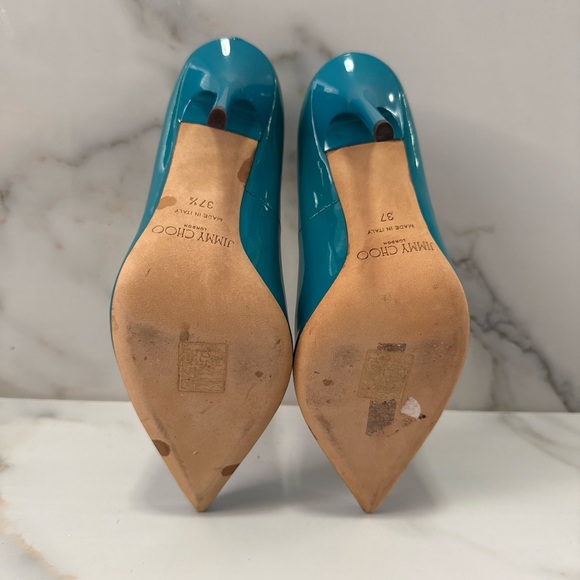 Jimmy Choo Turquoise / Teal Patent Leather Heels like new - Picture 7 of 16